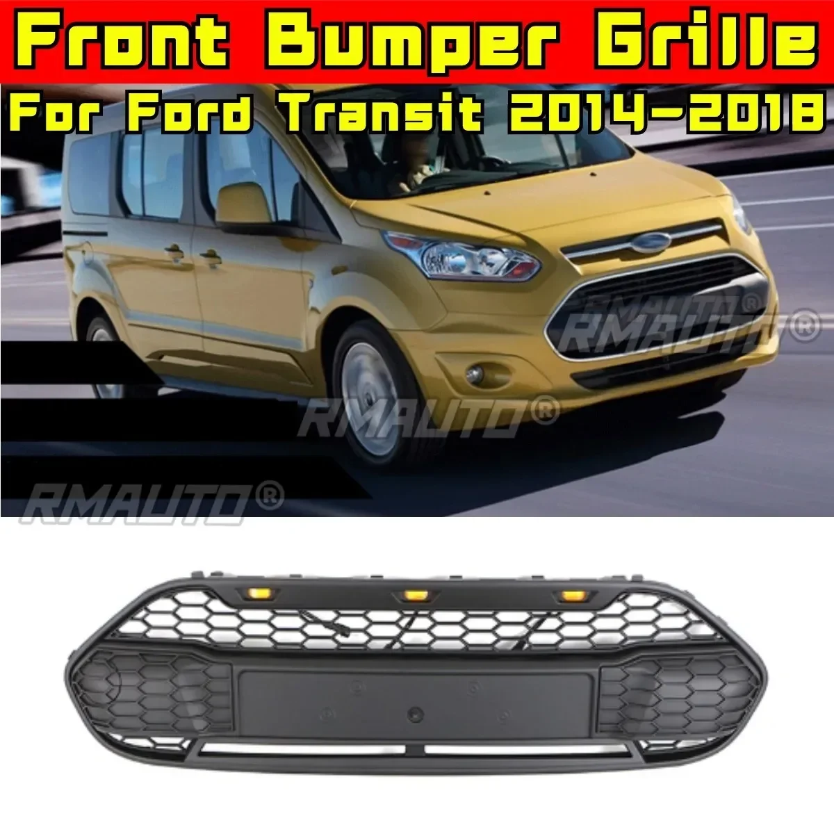 Front Racing Grill for Ford Transit 2014-2018 North America CONNECT Edition Car Front Bumper Racing Grille Grill Car Accessories