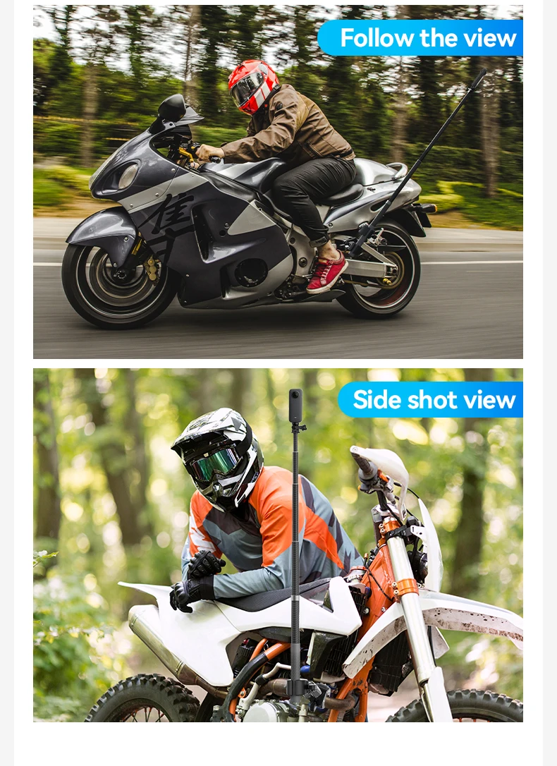 TELESIN Motorrad Fahrrad Einbeinstativ Fahrrad Lenker Panorama Halterung Unsichtbare Selfie Stick Halterung für GoPro Hero DJI Insta360 – Detail 9
