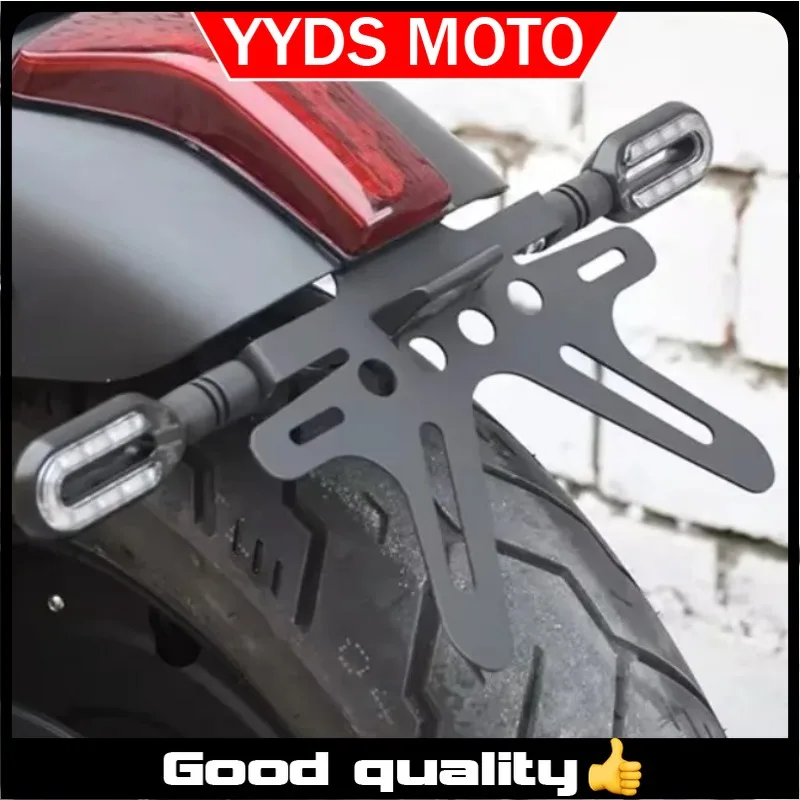 

【Good Quality】FOR VOGE CU525 CU-525 525CU retro stainless steel rear license plate frame LED turn signal bracket