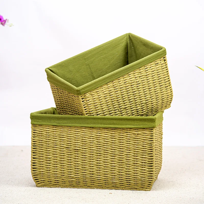 

Imitation Rattan Weaving Deep Frame Commercial Office Miscellaneous Storage Box Living Room Clothes Books Large Storage Baskets
