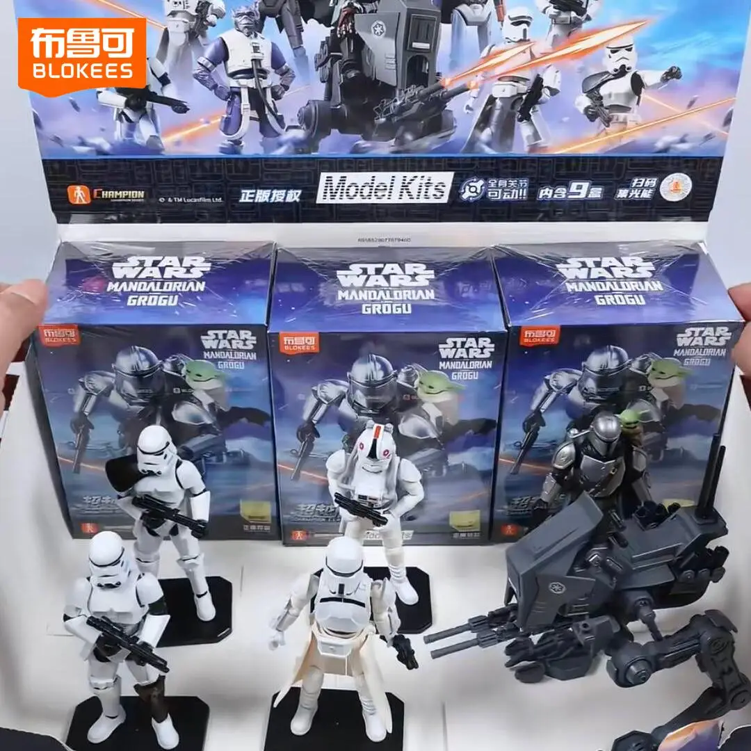 Blokees Star Wars Mandalorian y Grogu Edición Lite Champions Class Caja Sorpresa Figura de Acción de Din Djarin Kits de Modelos Posables Juguetes