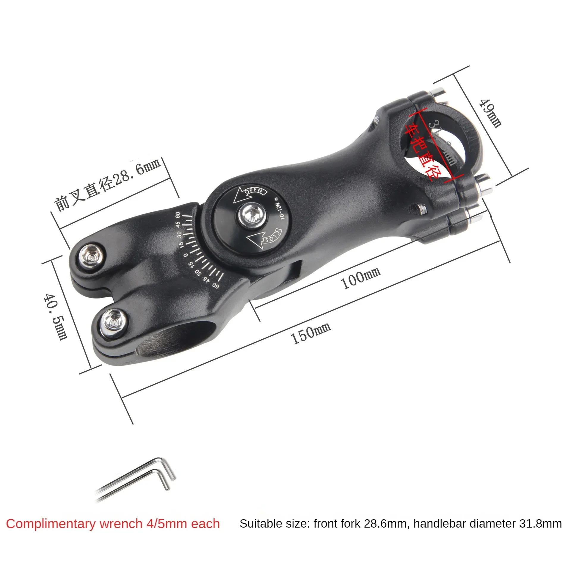 Adjustable Bicycle Handlebar Stem Variable 60 Degree Angle Aluminum Alloy Bike Handlebar Riser Road Bike Front Fork Stem Adapter