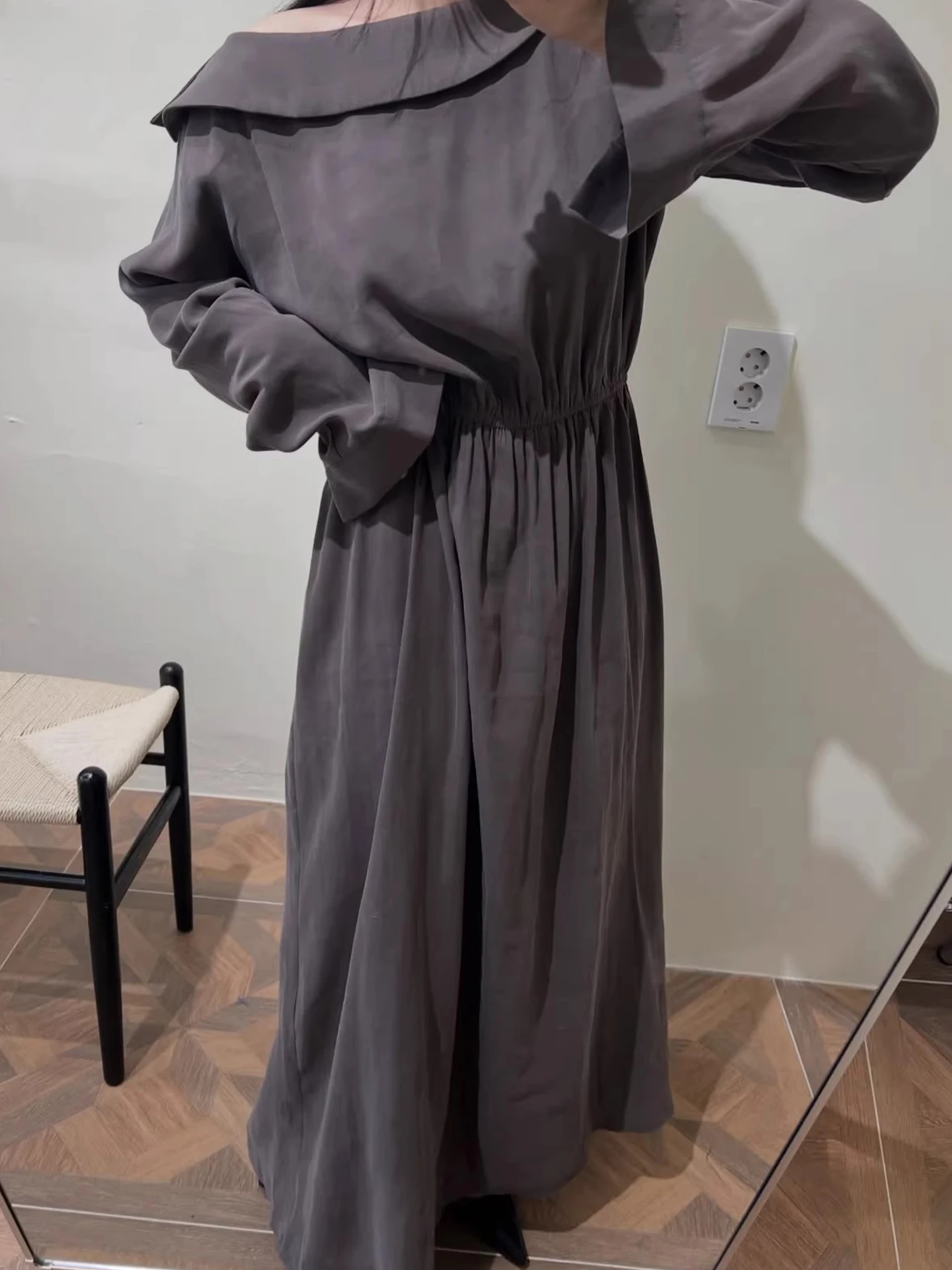 Retro ele cor pura gored saia dr feminino início da primavera nova cintura cinching emagrecimento na altura do joelho longo dr