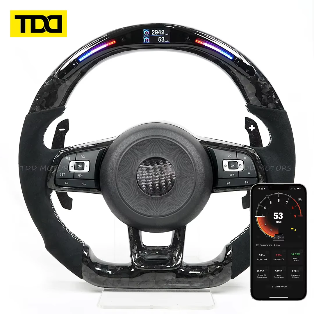 

TDD Carbon Fiber Steering Wheel leather Alcantara For Volkswagen Golf 7 7.5 GTI GTD GTE R 2013-2020 Polo GTI Car Accessories