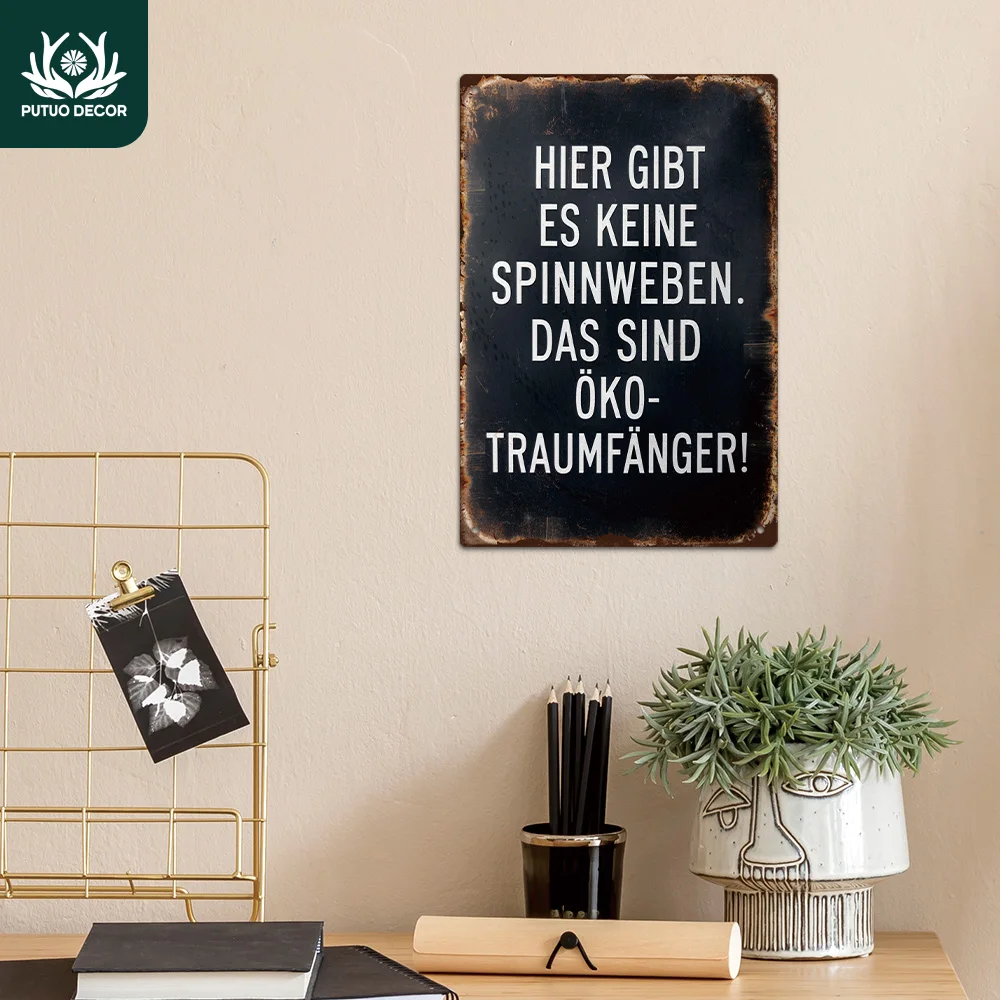 Putuo Decor 1 Stück deutsche lustige sarkastische Zitate Vintage Metallblechschild, Wandkunst Dekor für Zuhause Bauernhaus Bar Club Männerhöhle, Geschenk