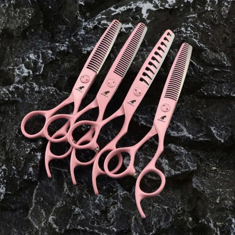 Professional Barber Scissors for Hairstylists Only Hair Scissors 5.5/6.0/6.5 Inch Pink Scissors Barber Tool Set 4