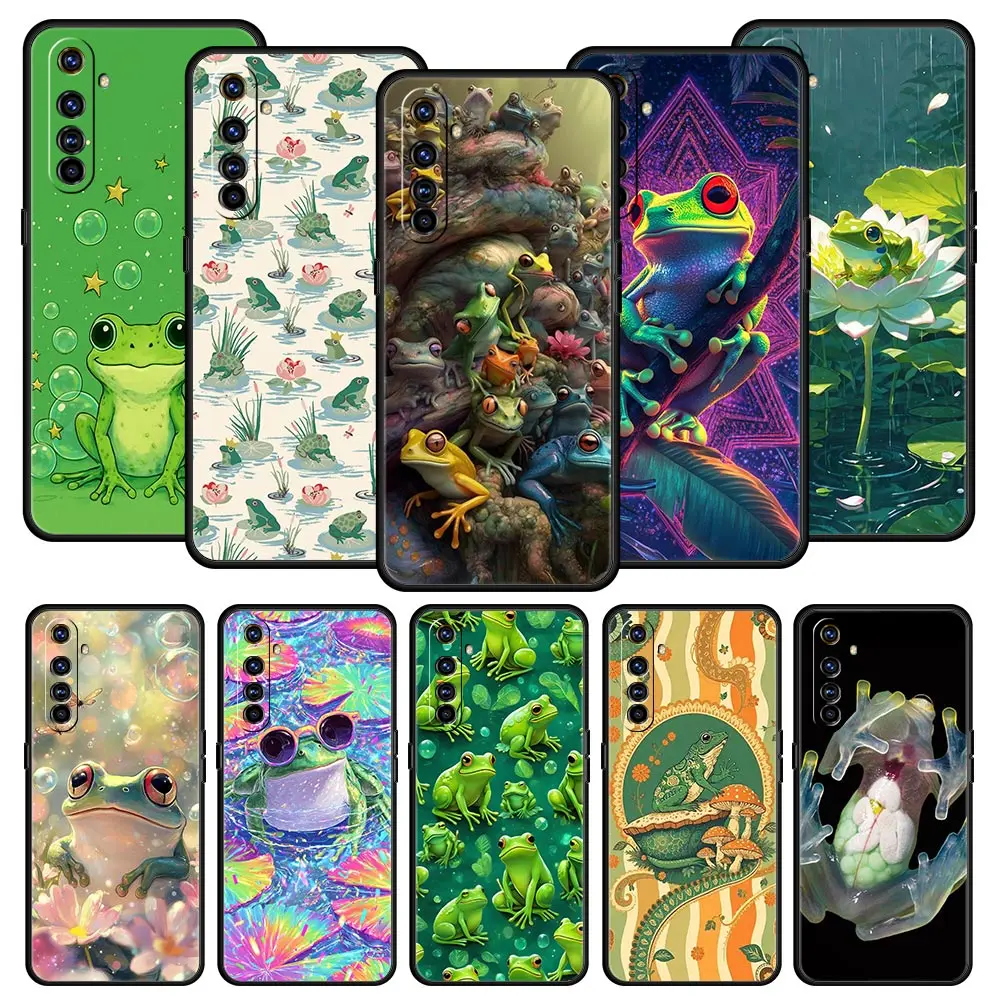 Coque souple en TPU pour Realme C67 C63 C55 C53 C25 C21 10 11 12 13 GT 2 3 5 Pro Plus 5G, housse de téléphone antichoc, sac imprimé grenouille réaliste