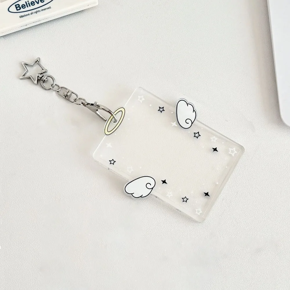 New Acrylic Card Holder Cartoon Kawaii Photos Protective Cover Wings Stars ID Card Card Holder Student
