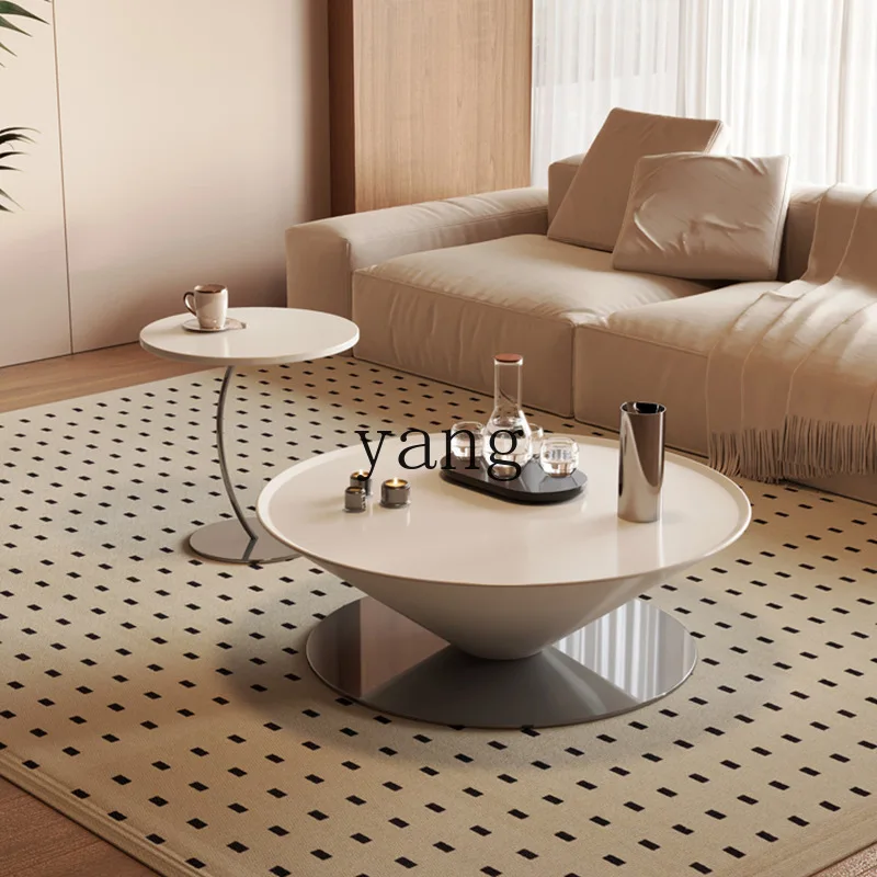 LTT Cream Wind Round Coffee Table Conical Coffee Table Modern Household Small Coffee Table Combination