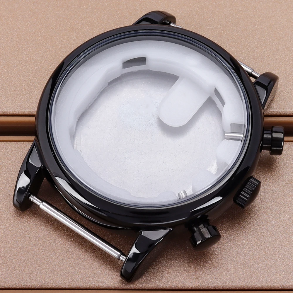

Black 43mm Men's Watch Cases 316L Steel Parts Solid Bottom Cover For JS25 Movements 36.5mm Dial DIY Waterproof Watch Accessories