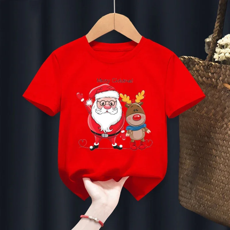 Christmas Santa Kid T Shirt Santa Elk Print Children\'s Red T-shirt Boys Girls Clothes Aliexpress Uk One Piece Pride Tshirt Tops