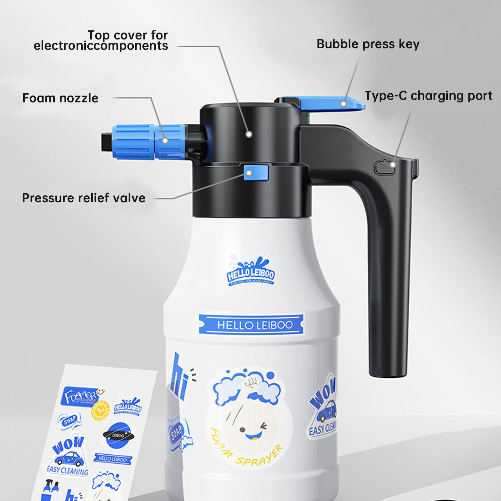 Electric Foam Sprayer 1.5L Foam Generator for Car Wash 2600mAh Lithium Battery Foam Lance 1h Endurance Car Wash Towel Foam Wash