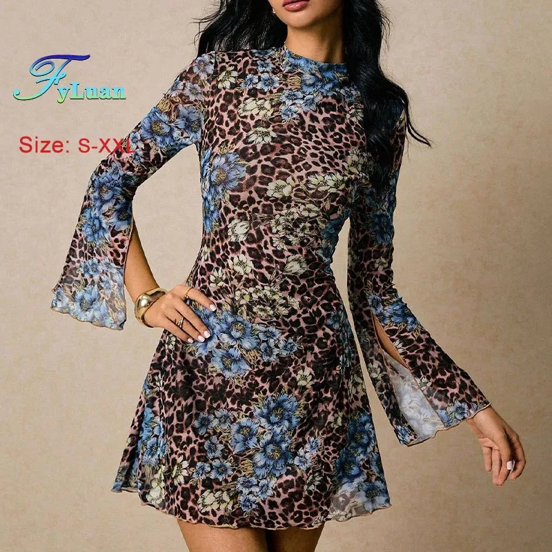 فستان نسائي جديد لعام 2025 برقبة دائرية وأكمام مضيئة فستان متوسط التخسيس نمط عصري للسيدات فستان على شكل حرف a ملابس للحفلات #1