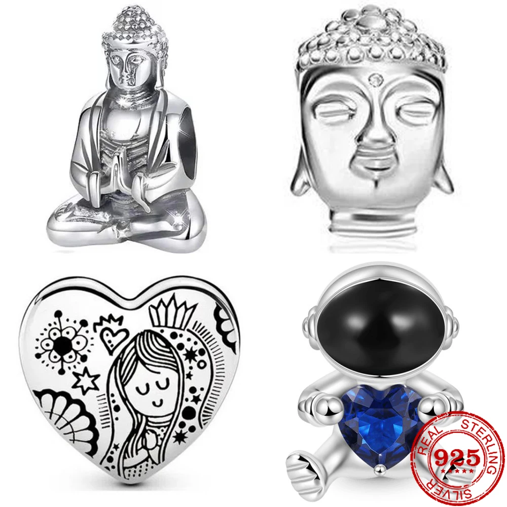 

New 925 Sterling Silver Mother deer mouse Bodhisattva Pendant Charm Bead fit Original Pandora Bracelet Trinket DIY Women Jewelry