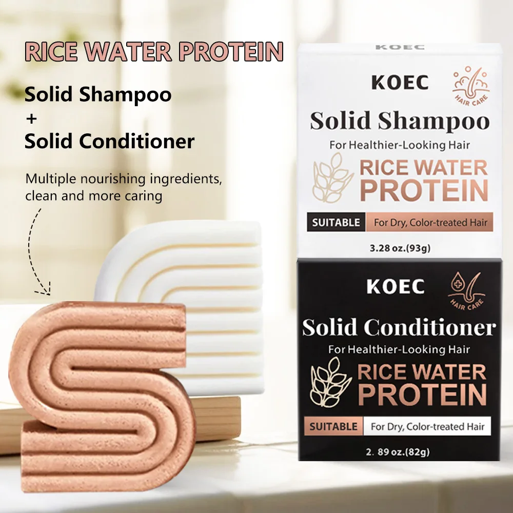 

KOEC Rice Water Shampoo and Conditioner Bar with Bubble Net for Fast Hair Growth Strengthening Nourish Hair Care for Daily Use