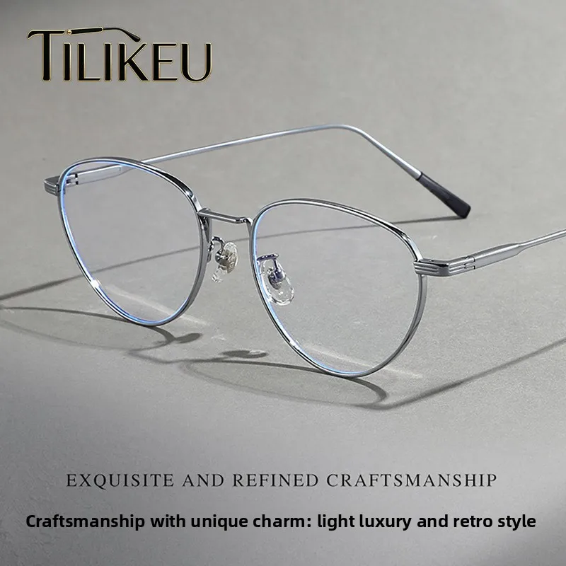 

New Oversized Frames Pure Titanium Eyeglasses Fashion Women Large-sized Cat Eye Glasses Big Face Women Titanium Glasses Frame