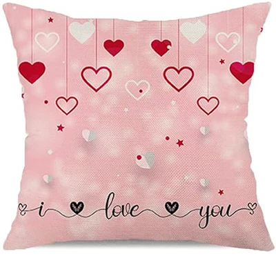 Pink Valentine's Day pillowcase striped cupid love hug pillowcase decorative cushion cover sofa decoration 40X40cm