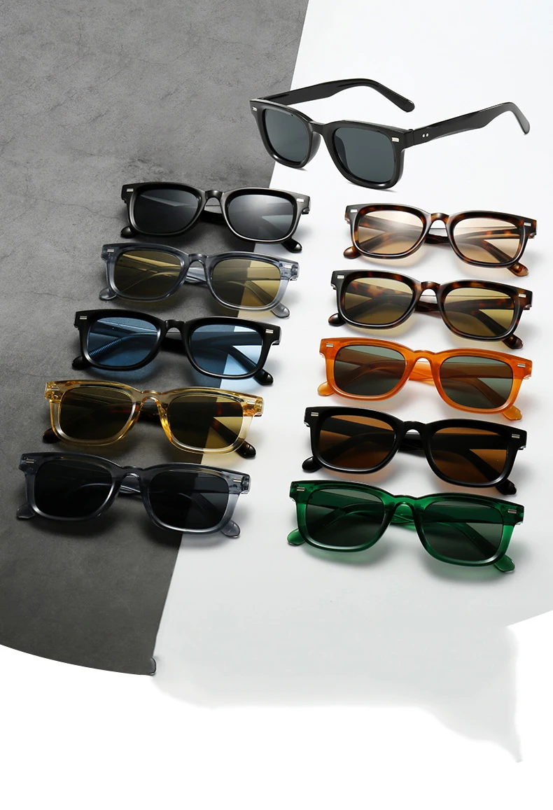 Herren-Sonnenbrille mit dickem Rahmen, Retro-Stil, braun, schmaler Rahmen, Hip-Hop-Stil, Rapper-Brille, Urlaubs-Sonnenbrille, UV400 – Detail 3