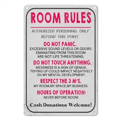 Room Rules Sign Teens Girls Boys Bedroom Gaming Dorm Aluminum Wall Door Decoration Rules Plate Birthday Gift