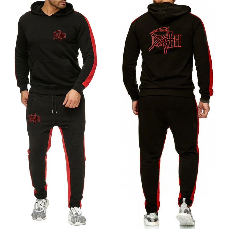 Death Rock Band Heavy Metal Printed 2 Pieces Sets Tracksuit Hooded Sweatshirt+pants Pullover Sportwear Suit Casual Suit