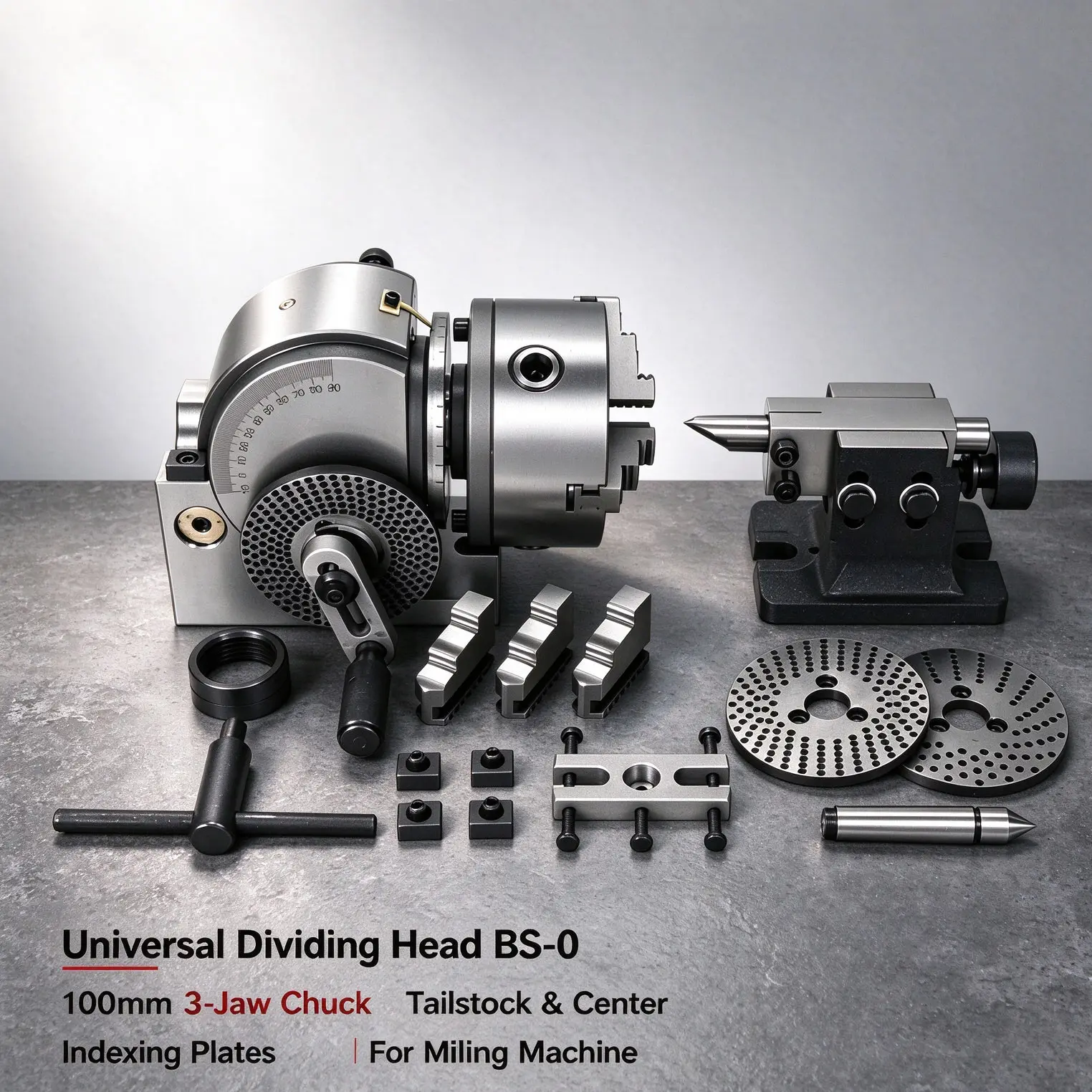 Dividing Head BS-0 5 Inch 3 Jaw Chuck Precision Semi Universal Indexing Head For Milling Machine Rotary Workholding Fixture
