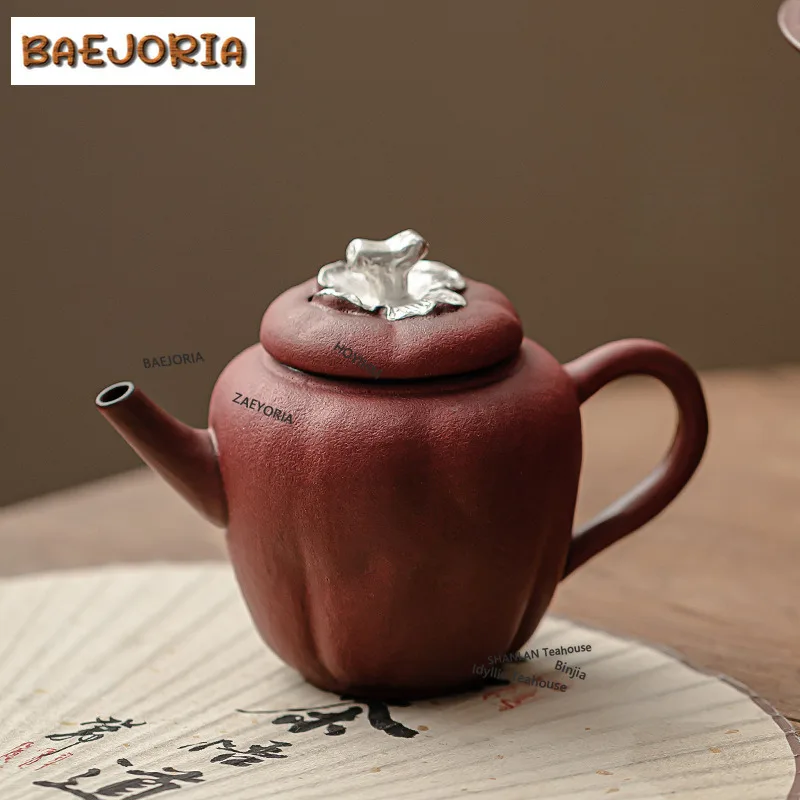 BAEJORIA 150ml Shino Ware Persimmon Teapot Elegant Tea Infuser Pot Tea Making Kettle With Filter Cha Accessories Decoration Gift