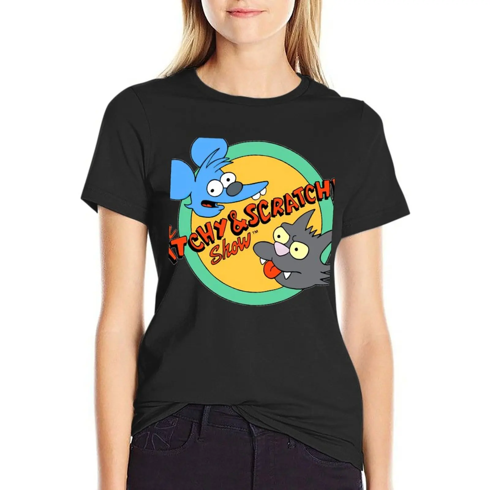 

The Itchy and scratchy Cartoons T-Shirt kawaii clothes lady clothes summer tops t-shirt dress for Women long
