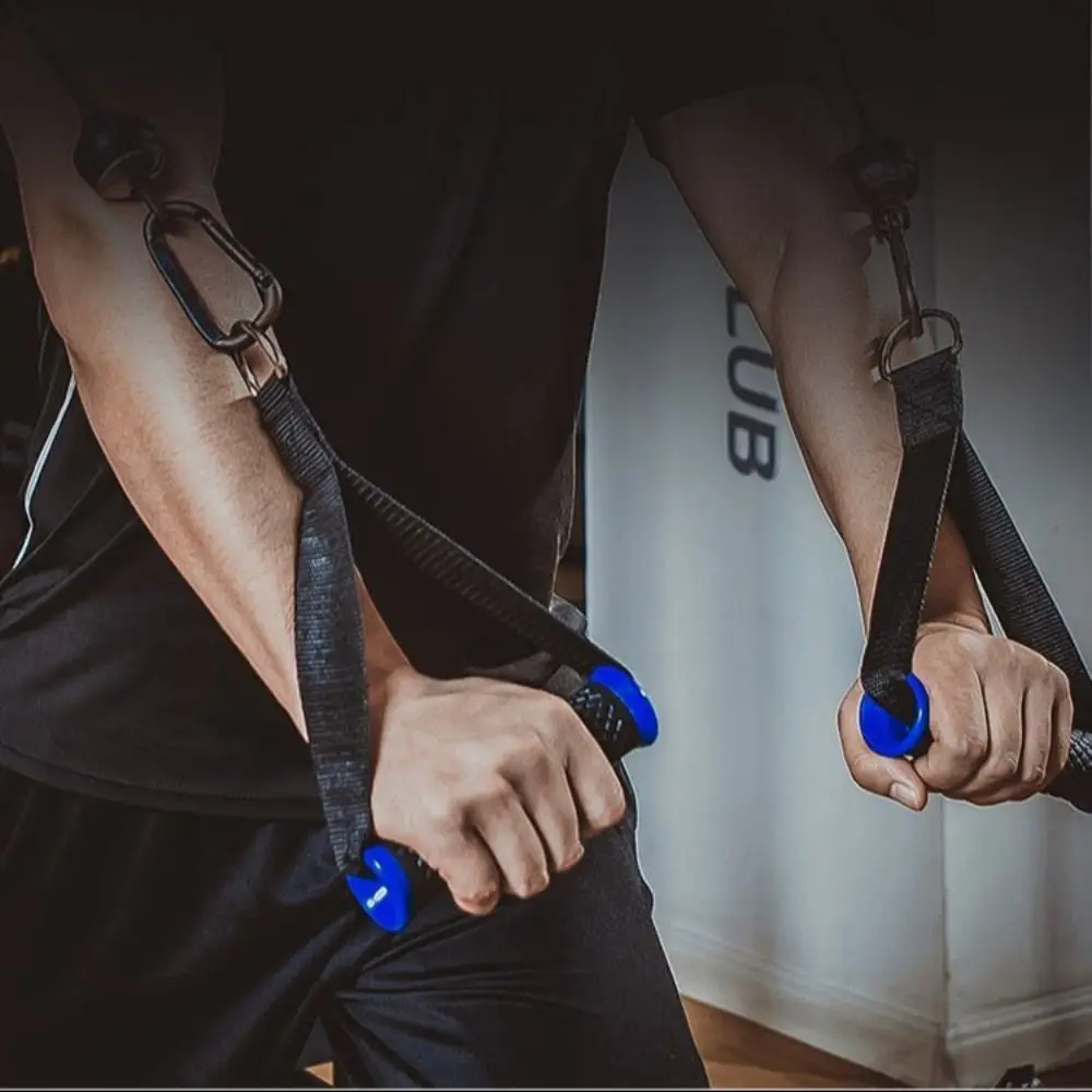 1 زوج من أربطة مقاومة اللياقة البدنية متعددة الوظائف مقابض مضادة للانزلاق حزام نايلون قوي قبضة مجتذب مقبض TPR مقاومة للاهتراء