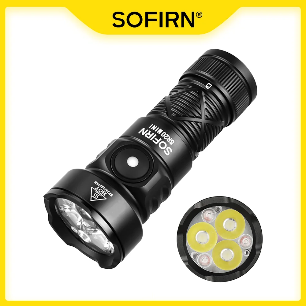 

Sofirn SR20 MINI 1200lm Flashlight 18350 White and Red LED Light for Camping, Hunting, and Emergency Situations IP68 Waterproof