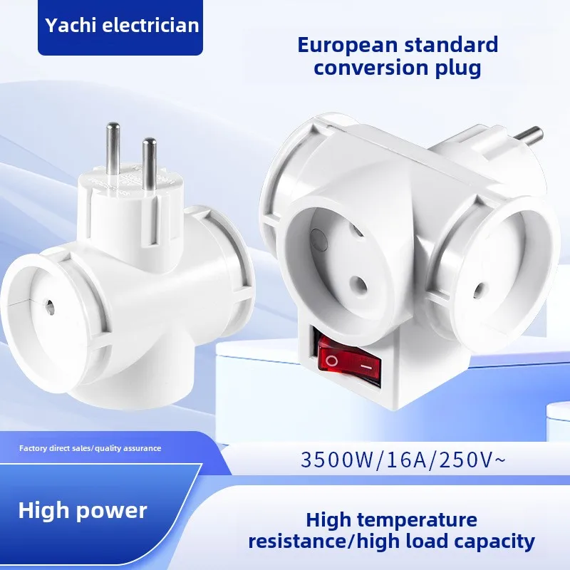 European Master Switch One To Three Expansion Socket European Standard One Out Three Conversion Plug Converter