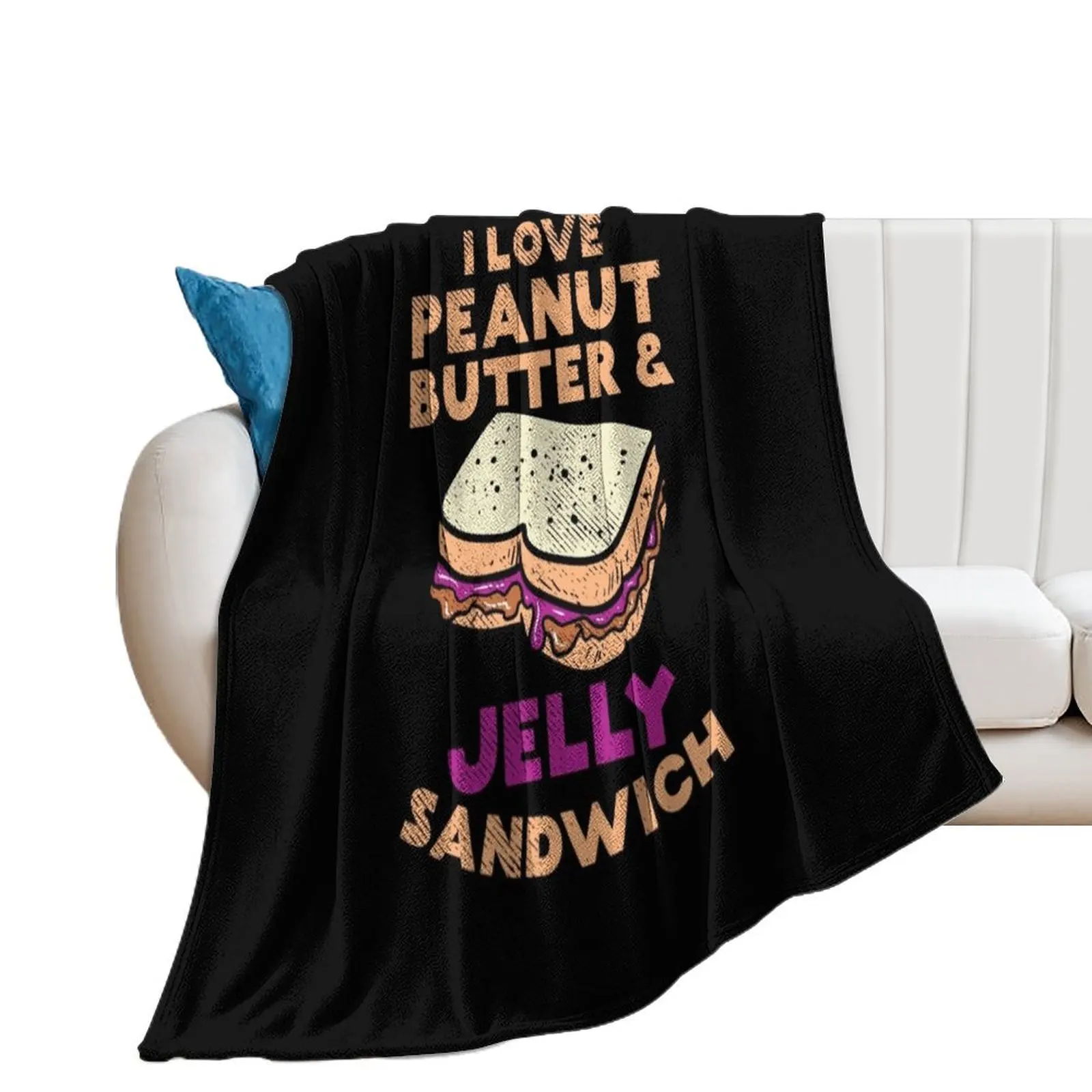 

I Love Peanut Butter And Jelly sandwich Throw Blanket Heavy Designers Blankets For Bed Plush Blankets