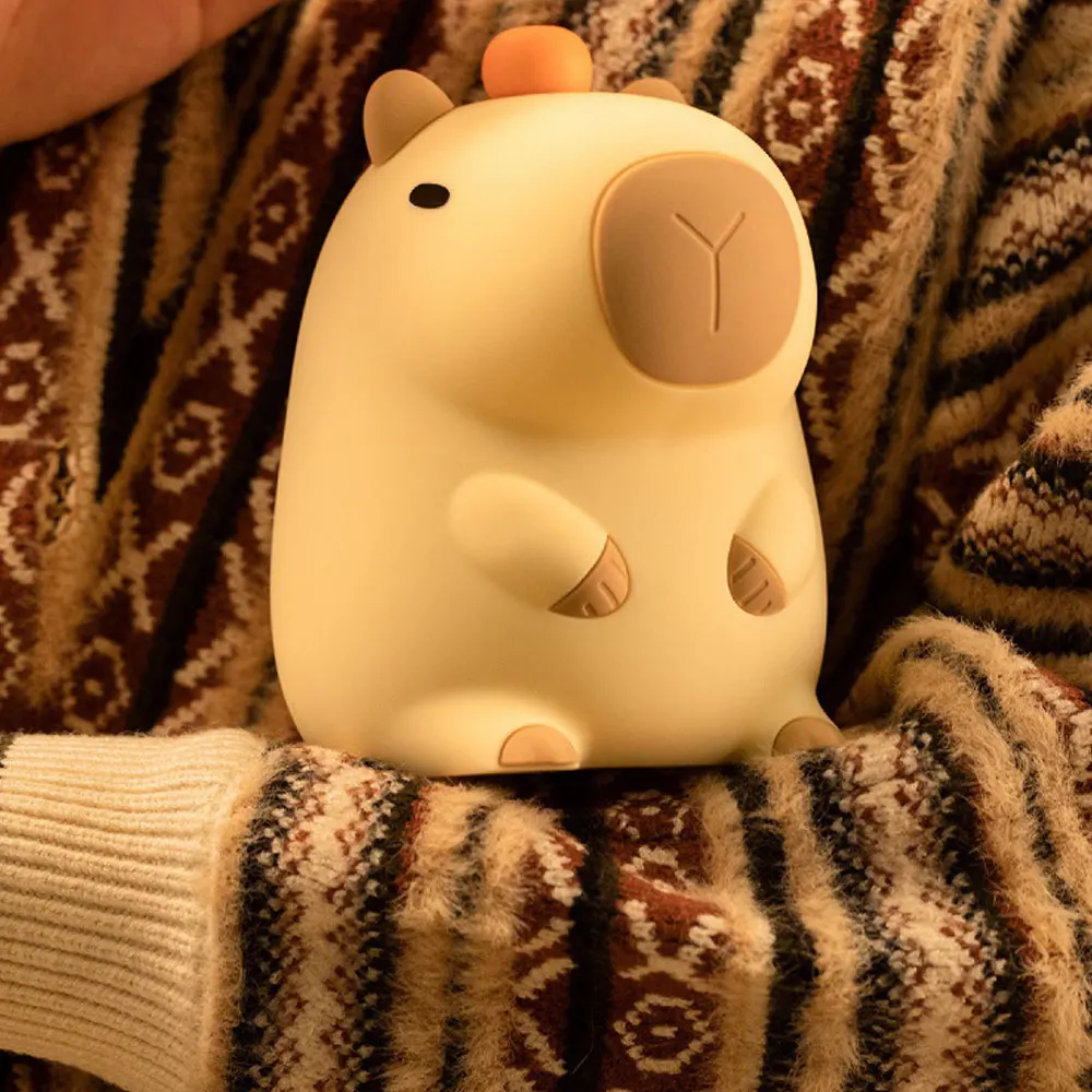 

Cute Silicone Capybara Night Light Children's Nightlight Gift Usb Rechargeable Animal Touch Bedside Slepp Lamp Timing Function