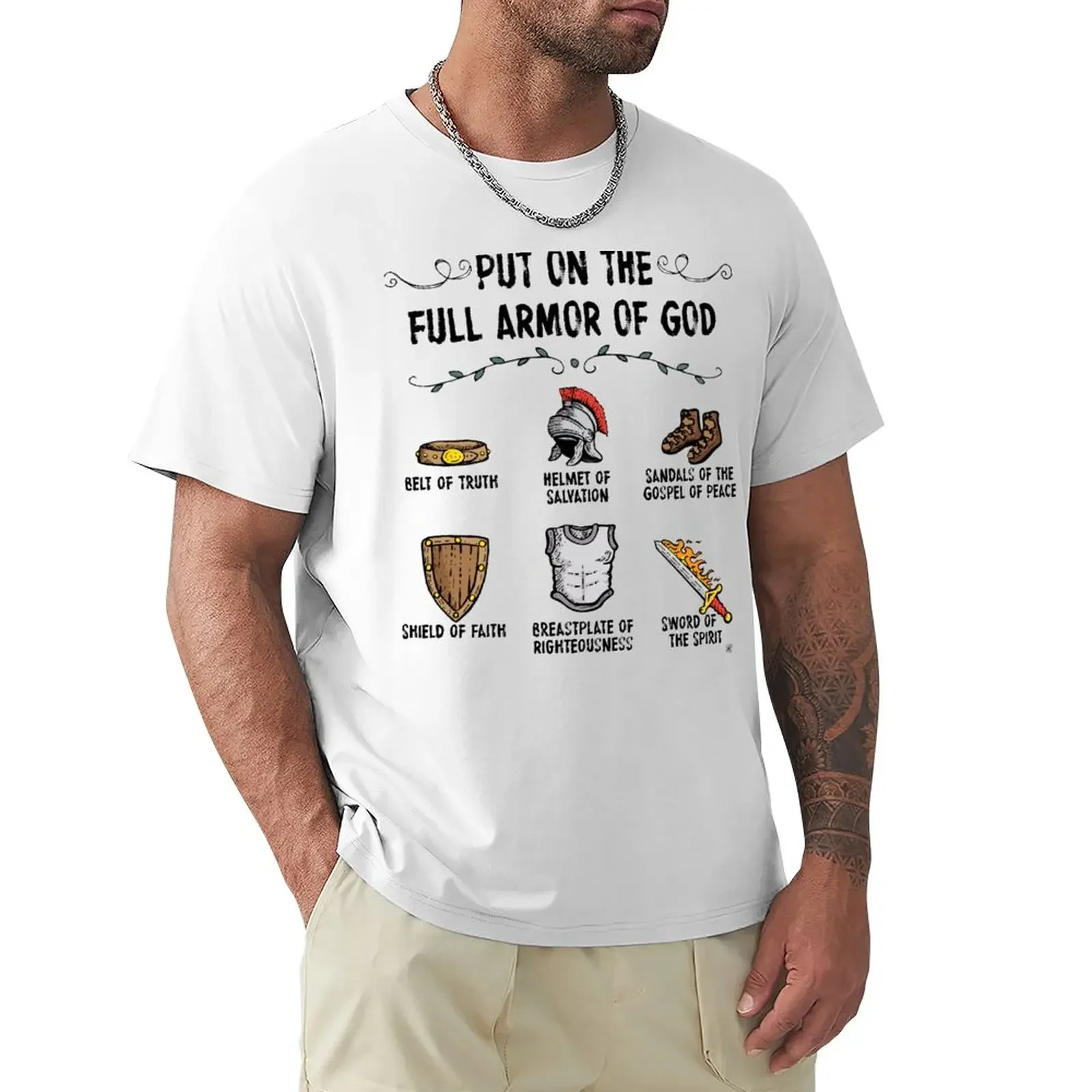 The Full Armor of God T-Shirt summer clothes blacks boys animal print mens graphic t-shirts funny