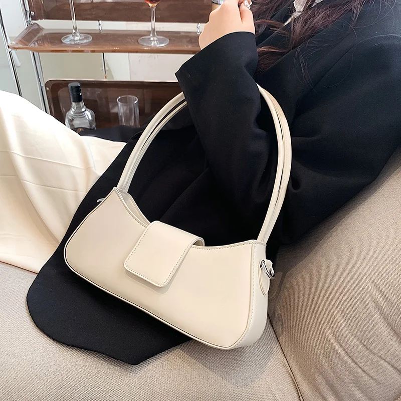 Luxury Brand Design Simple Small PU Leather Underarm Crossbody Armpit Bag Women 2023 Summer Fashion Shoulder Handbag and Purses