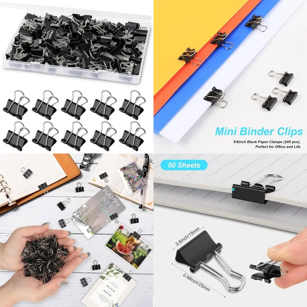 

240 Pcs Mini Binder Clips, Small Binder Clips, 15mm Black Clips for Office