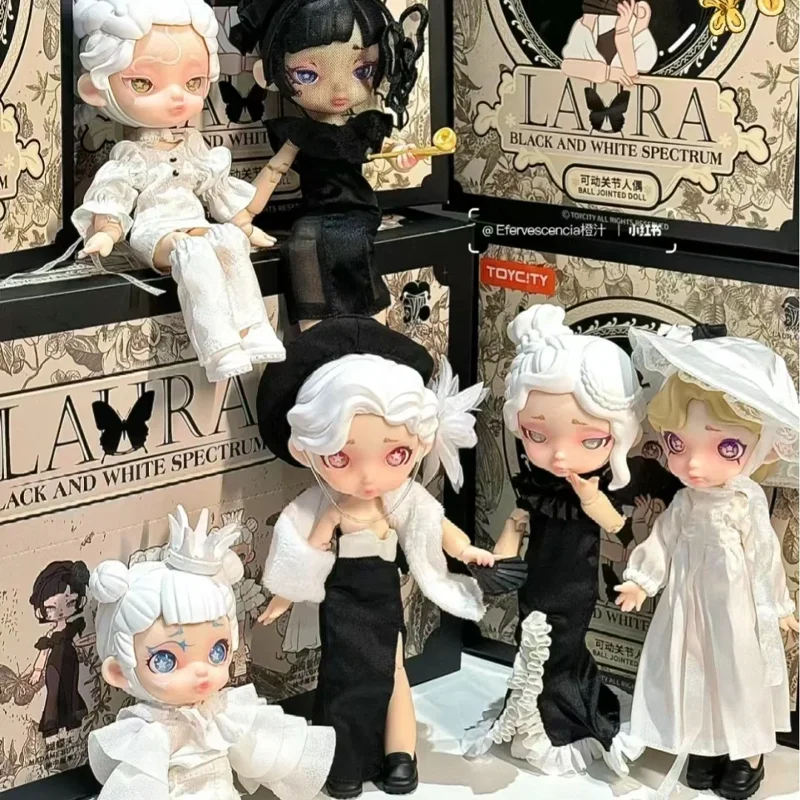 

Laura Black And White Spectrum Series Blind Box Cute Cartoon Bjd Mobile Doll Blind Box Handmade Doll Desktop Ornament Toy Gift