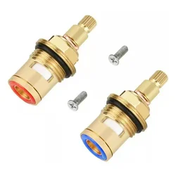 1/2Pcs Universal Replacement Tap Valves Brass Ceramic Disc Cartridge Inner Faucet Valve For Bathroom Clockwise Or Anti-clockwise