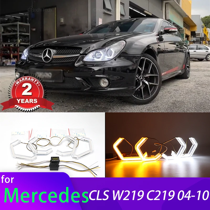 

White Yellow M4 style LED Angel Eyes Ring Lamp Turn Signal Car Running Light DRL for MERCEDES BENZ CLS W219 C219 2004-2010