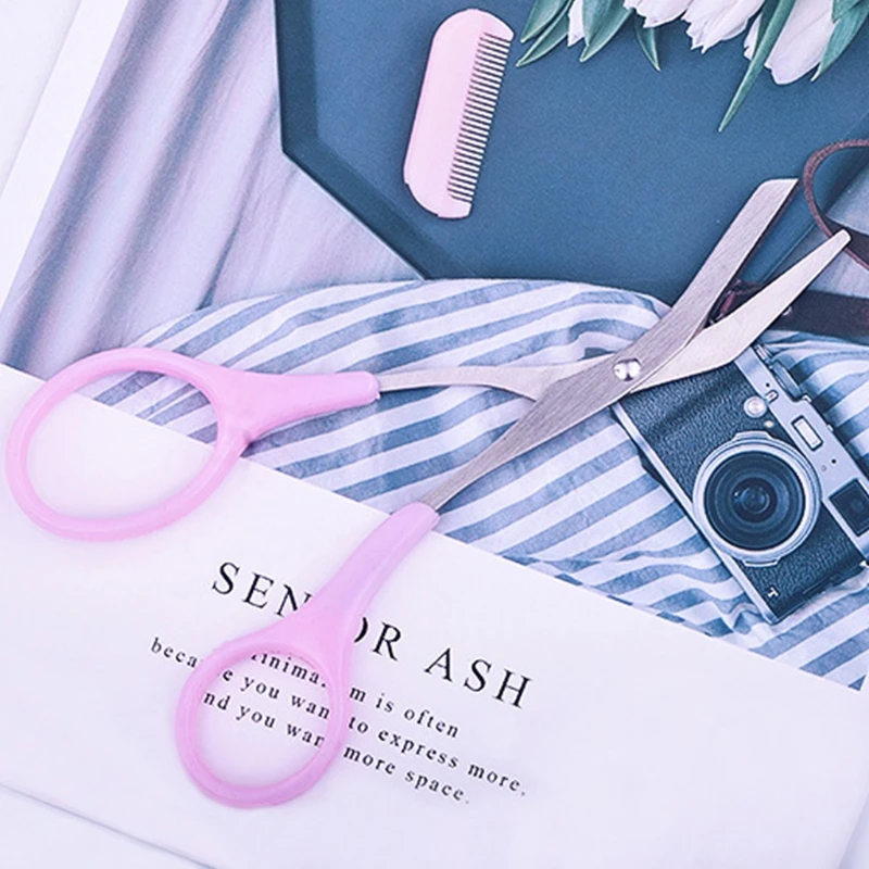 Kéo Cắt Lông Mày Bằng Thép Không Gỉ Với Lược Cong Tông Đơ Cắt Chải Lông Dụng Cụ Làm Đẹp Dropshipping