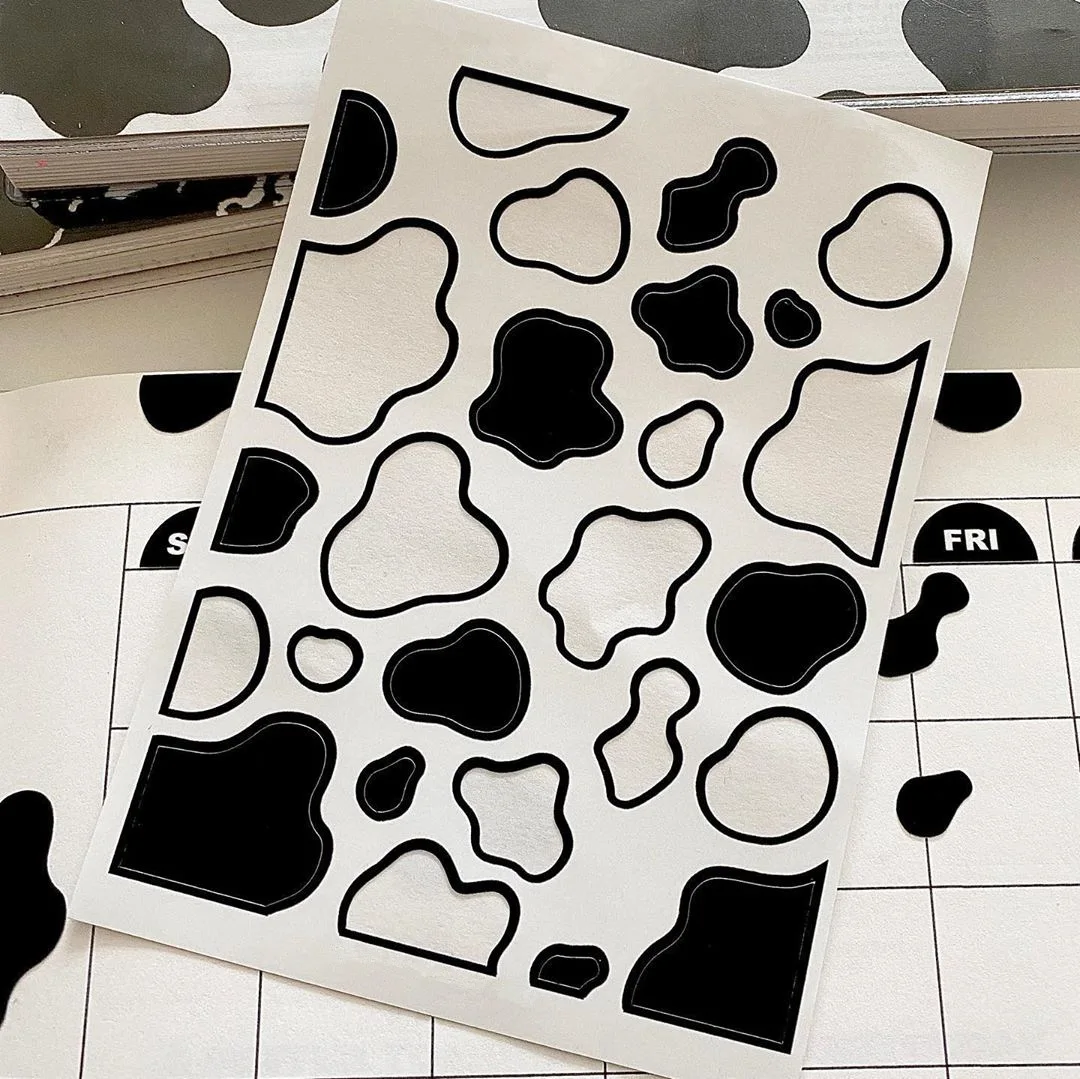 Korean Ins Cow Print Sticker Pack  Zebra Style Waterproof Decorative Decals for AirPods Case Laptop Scrapbook Diary