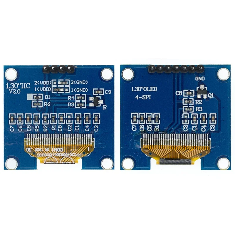 Module OLED éventuelles I/IIC I2C, 1.3 pouces, technologie d'affichage LCD LED, couleur blanche/bleue, 1.3 pouces