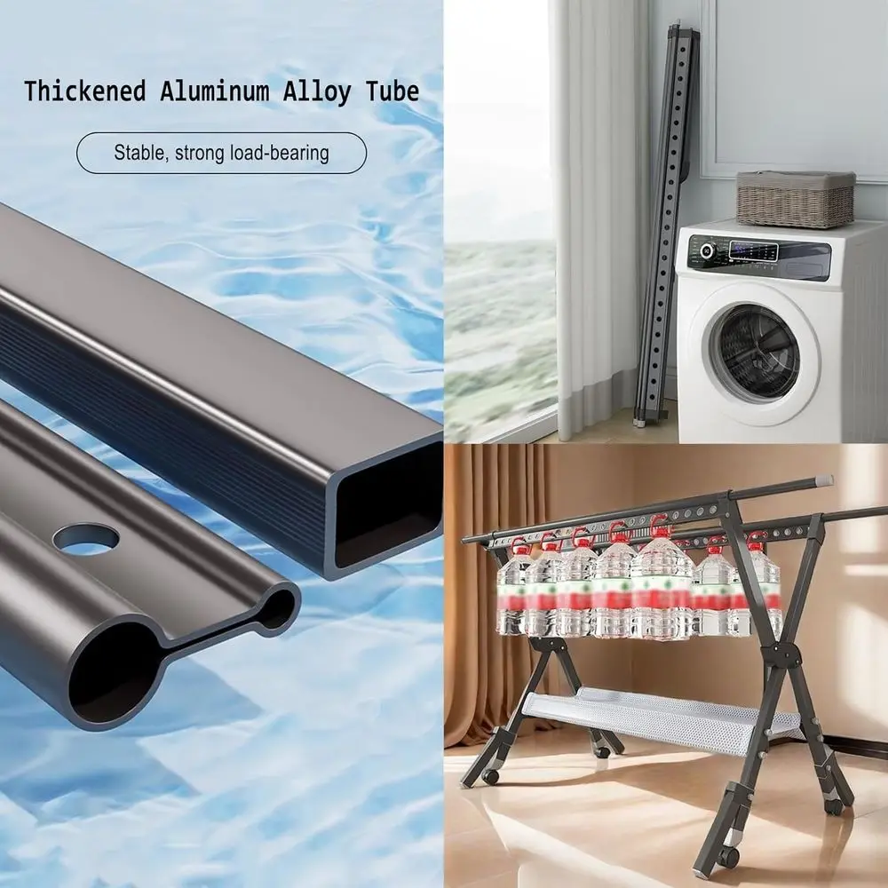 Sturdy Dual-Purpose Clothes Drying Rack for Indoor or Outdoor Use, Suitable for Heavy Loads and Various Garments