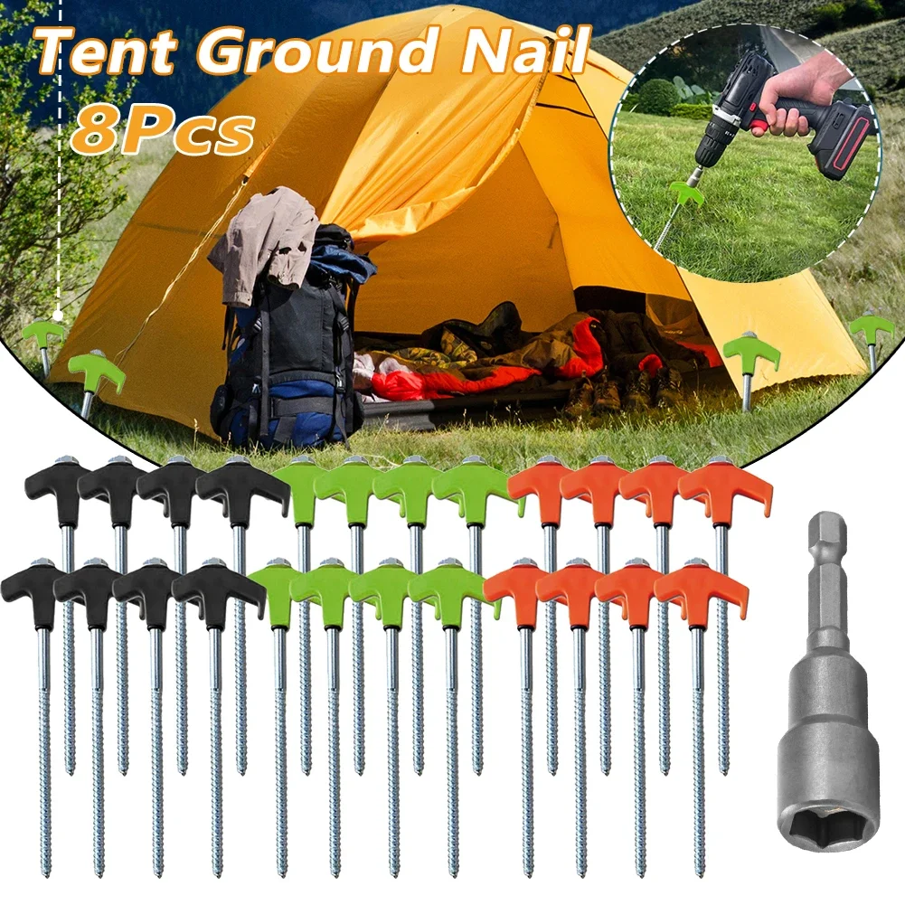 

8 шт. сверхмощный спиральный винт с шестигранной головкой, колья, наземные якоря, сверхмощные колышки для палаток, винты в колышки для кемпинговой палатки