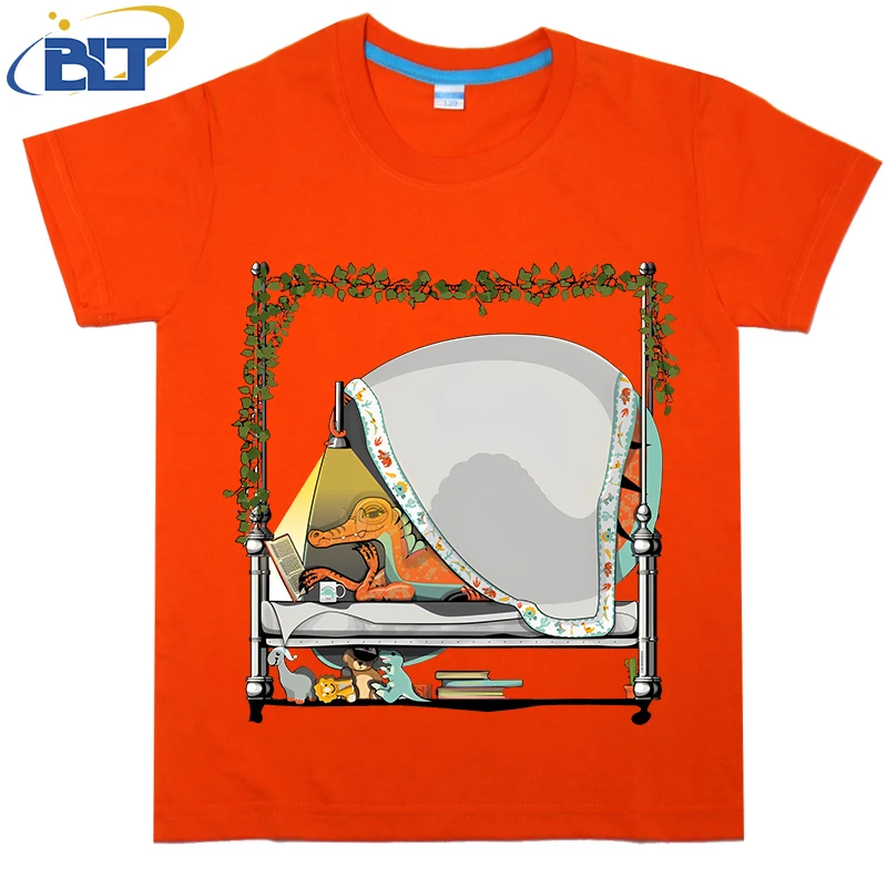 Dinosaurier Spinosaurus Schlafens zeit Schlafzimmer niedlich bedruckte Kinder T-Shirt Sommer Kinder Baumwolle kurz ärmel ige lässige Top