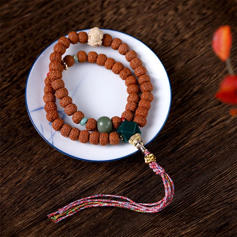 

Натуральная Ваджра Бодхи Молитва Многокруглая ручная работа Буддийские бусины Древний стиль Культурный игровой браслет Ручная веревка