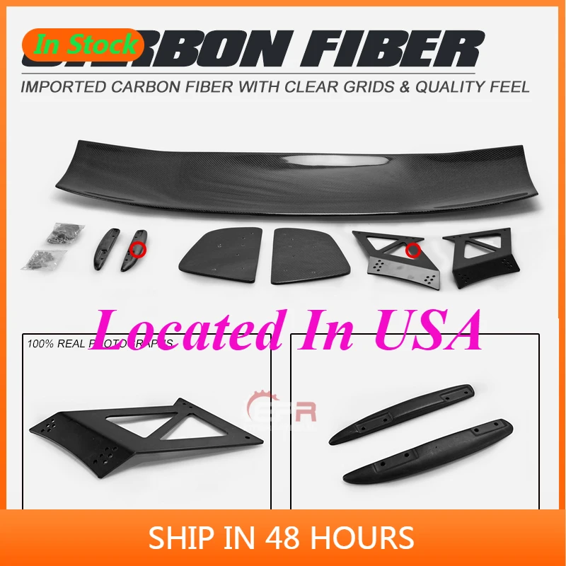 For Impreza GDA GDB GDC VTX Style Carbon Fuber GT Wing (Width 300mm, Stand Height 220mm) Glossy Finish GD Rear Wing Splitter Set