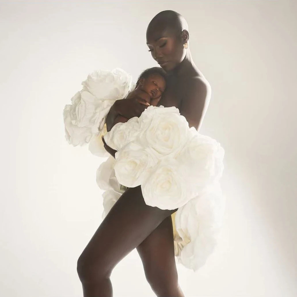 Ivoor bloemen jas organza vrouwen Cape handgemaakte moederschap oversize jas bruiloft bruids tops bloemen jas voor fotoshoot