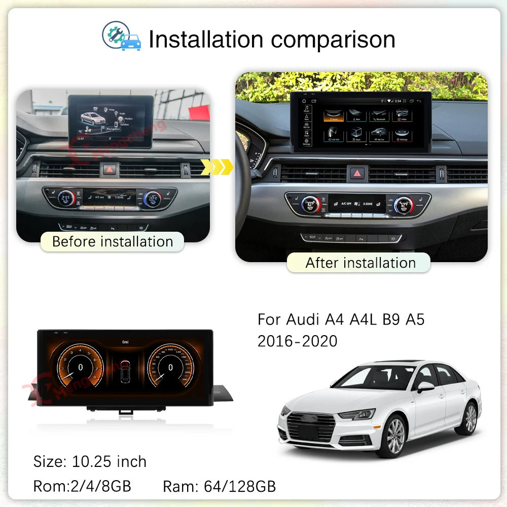 12.3inch Car Multimedia Video Player For Audi A4 A4L B9 A5 2016-2020 GPS Navigation Radio Android12 8+128G Carplay 4G 360 camera