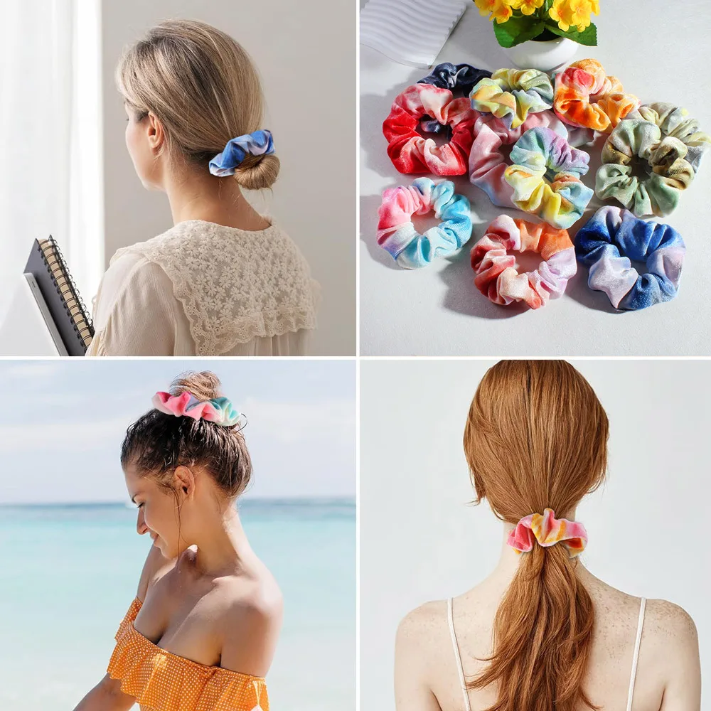 

Новая резинка из ромбовидного флиса с постепенным изменением цвета, повязка для волос с толстой кишкой, женские фланелевые аксессуары для волос, оптовая продажа