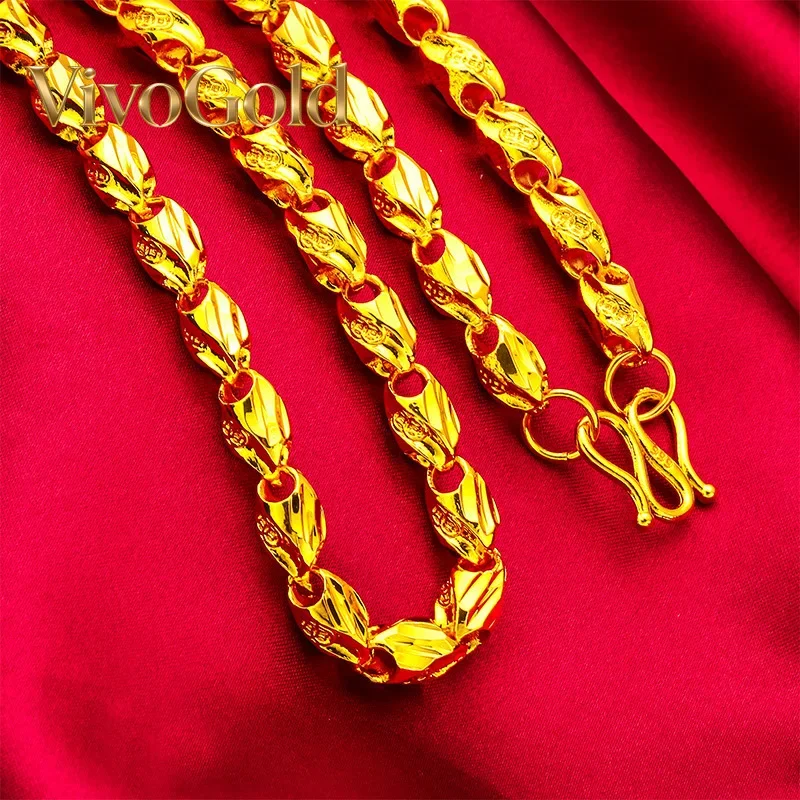 VivoGold VivoGold 24K Gold Diamond-Shaped Necklace | AU999 Pure Gold, 3D rhombus design, exuding masculine sophistication